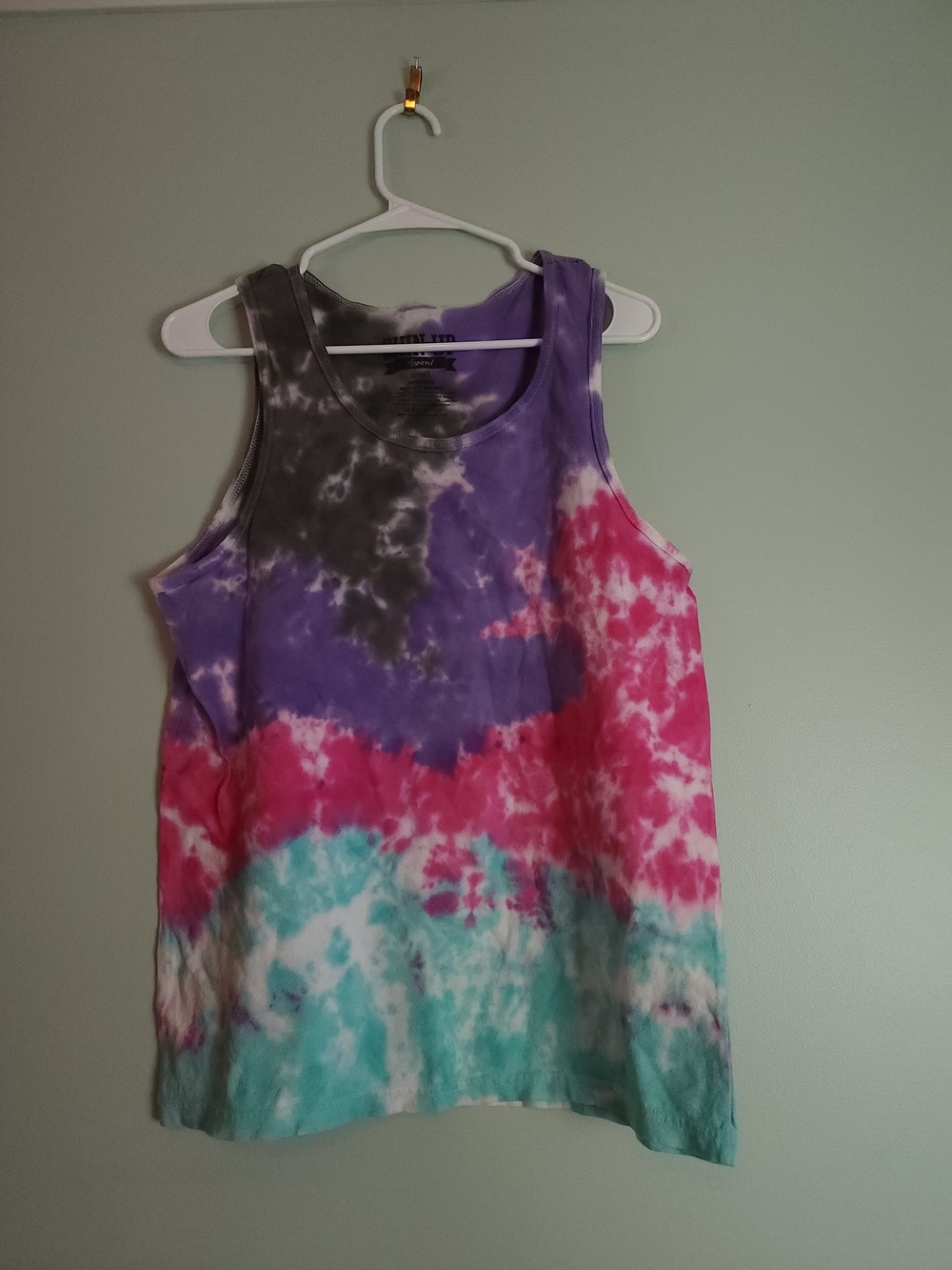 Chin Up Apparel Multicolor Tie-Dye Tank Top with Black and Teal Accents